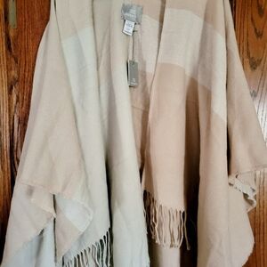 Beige and Cream Plaid Shawl